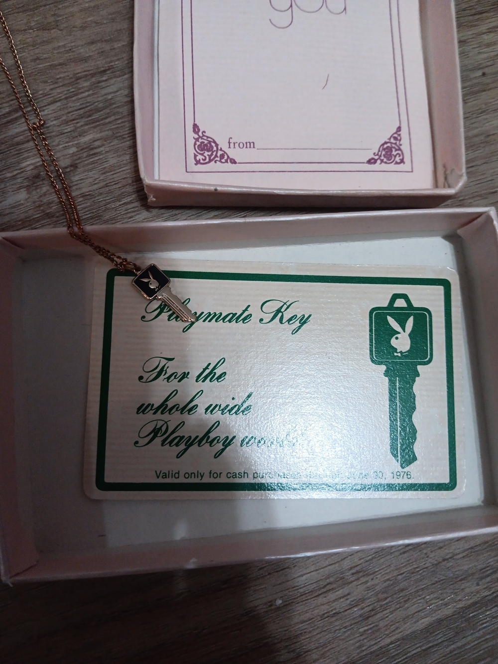 PLAYBOY Rose Gold Chain Necklace with Black Bunny Key Charm